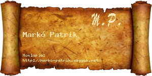 Markó Patrik névjegykártya